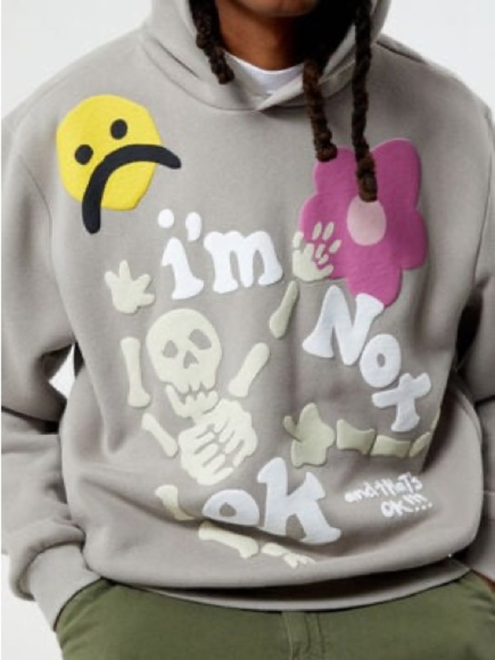 Pacsun I’m Not Okay Hoodie Graphic Gray Size M
